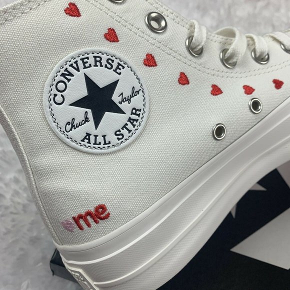 White Converse All Star Valentines Day Crafted with Love A01599c Womens - Picture 7 of 11